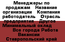 Менеджеры по продажам › Название организации ­ Компания-работодатель › Отрасль предприятия ­ Другое › Минимальный оклад ­ 15 000 - Все города Работа » Вакансии   . Ставропольский край,Невинномысск г.